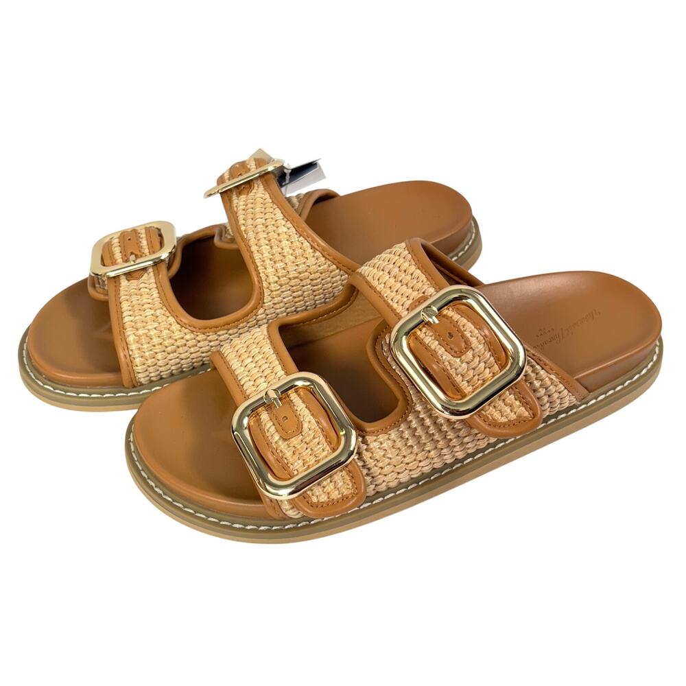 Universal Thread Raffia Double Buckle Slide Sandals - NWT - Women's Size 8